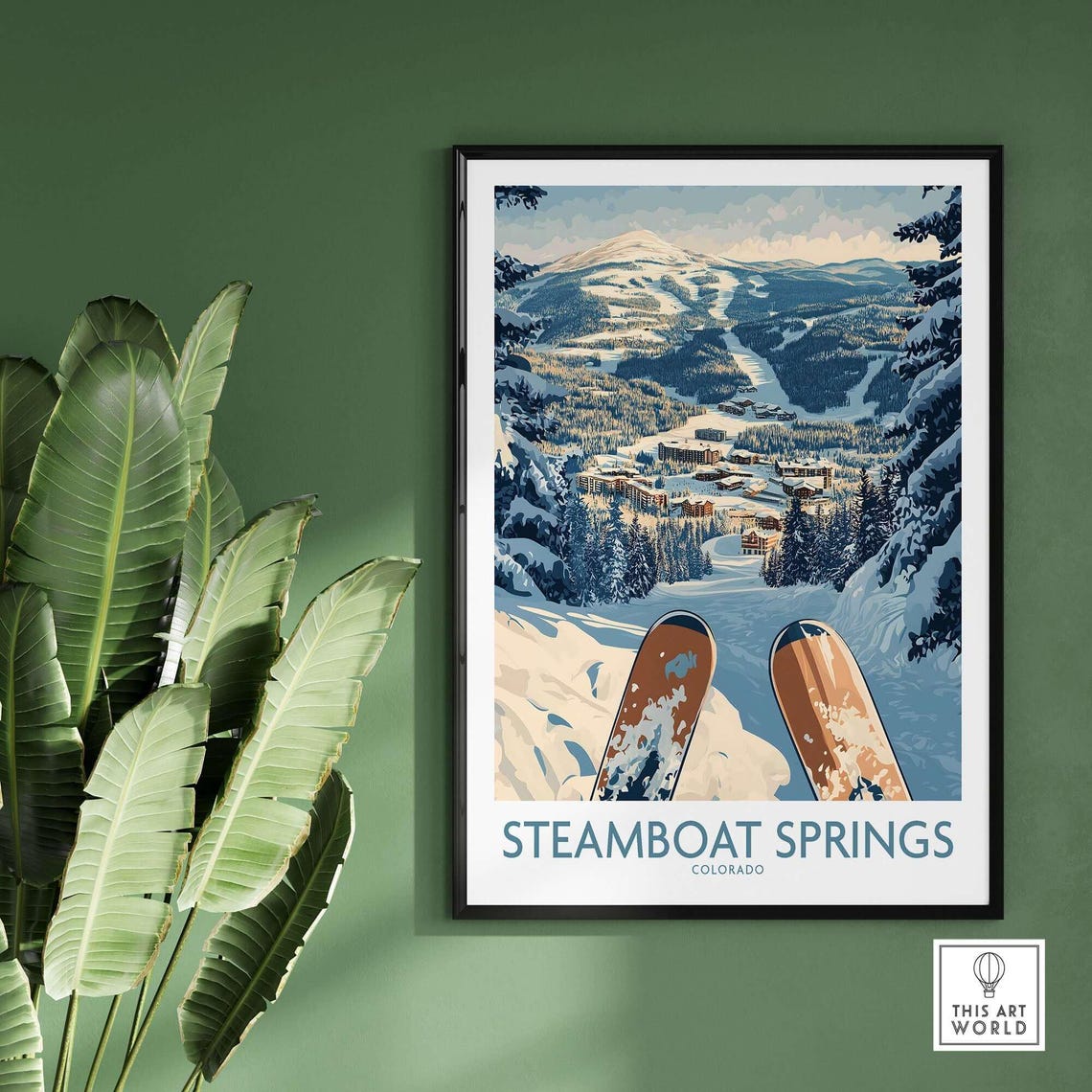 Steamboat Springs Ski Art Print, Colorado Lodge Decor - Image 2
