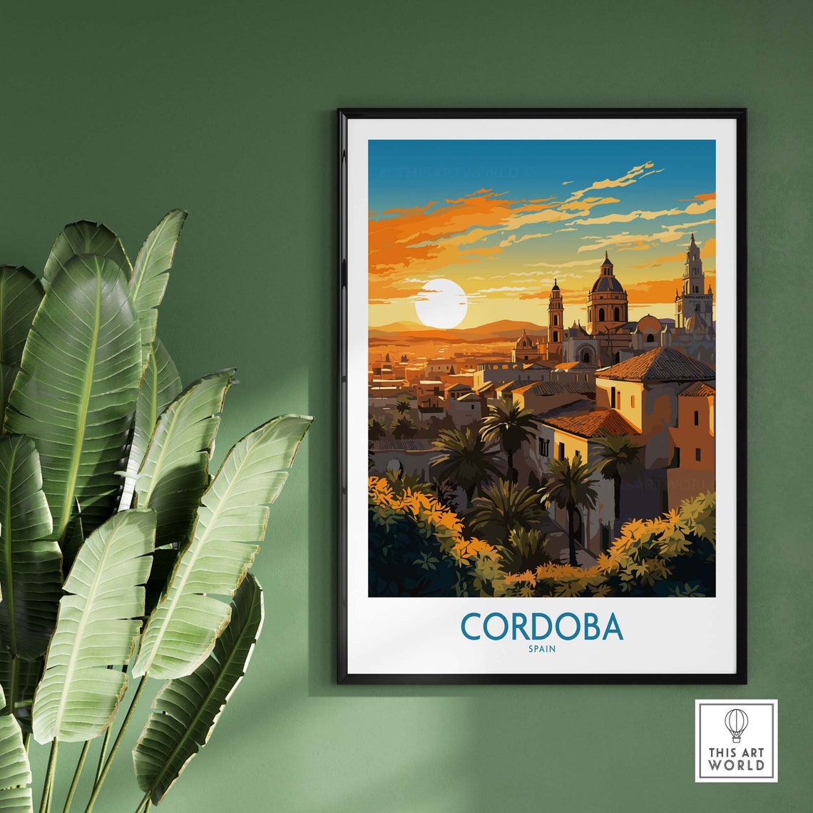 Cordoba Spain Old Town Cathedral Towers Sunset Travel Poster - Image 2