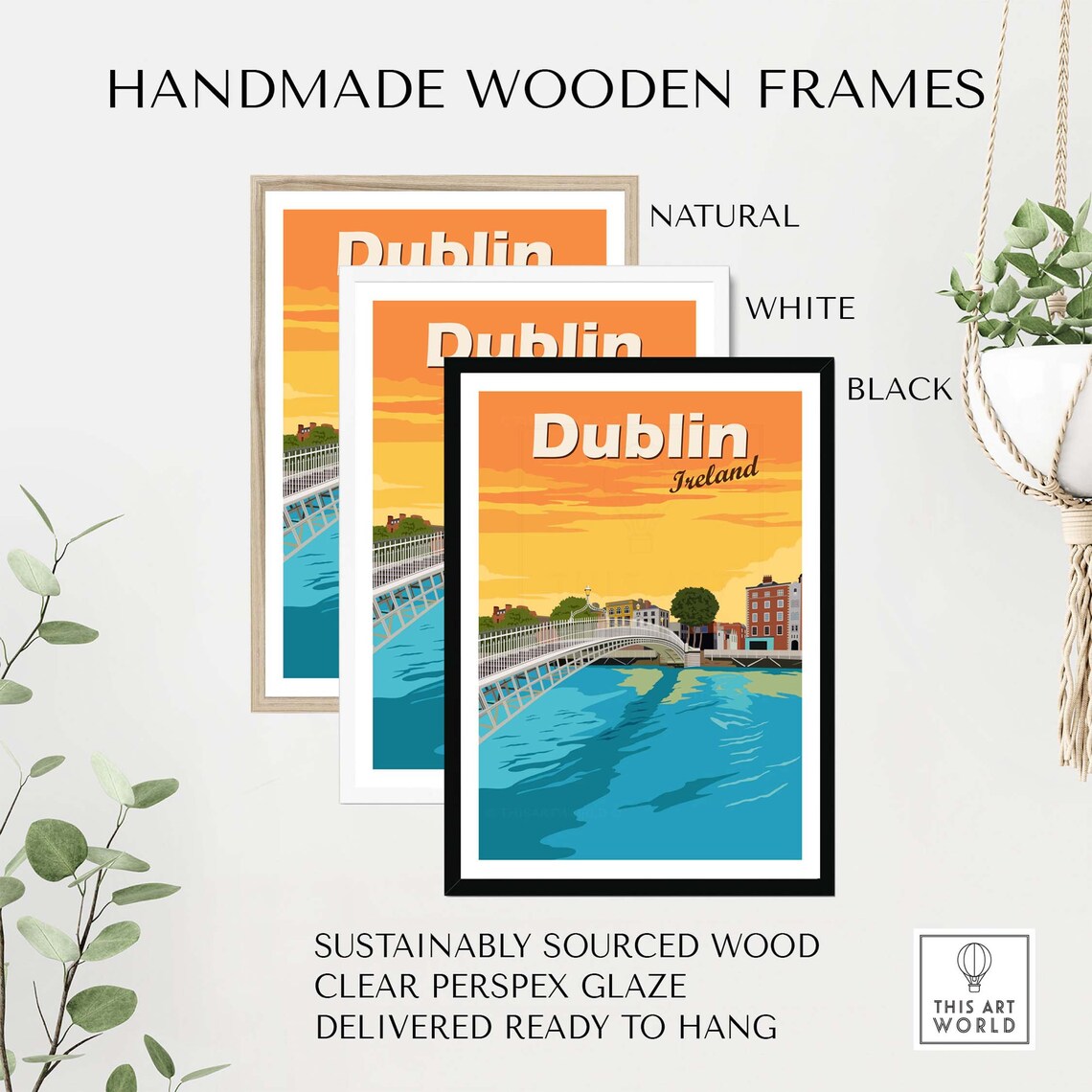 Dublin Vintage Travel Poster, City Skyline Art Print - Image 2