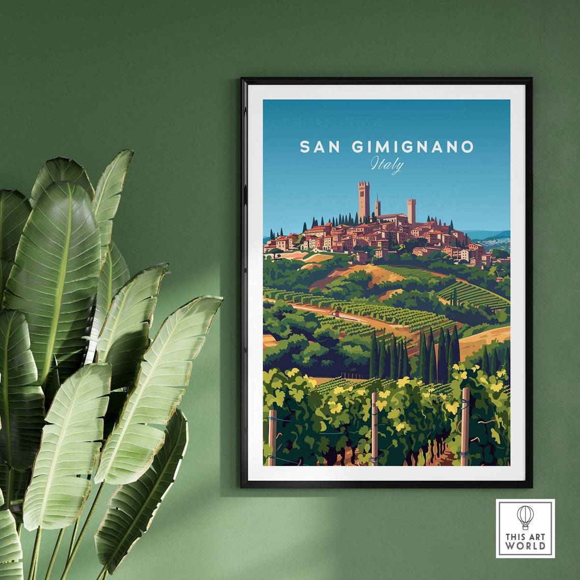 San Gimignano Italy Medieval Towers Over Vineyard Hills Poster - Image 2