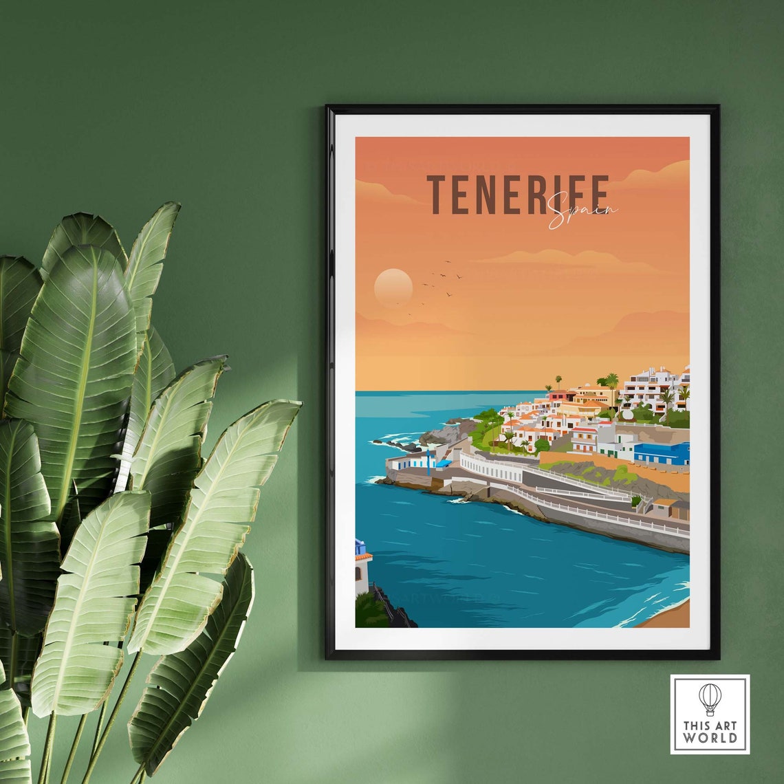 Tenerife Spain Coastal Town Golden Hour Sunset Scenic Poster - Image 2