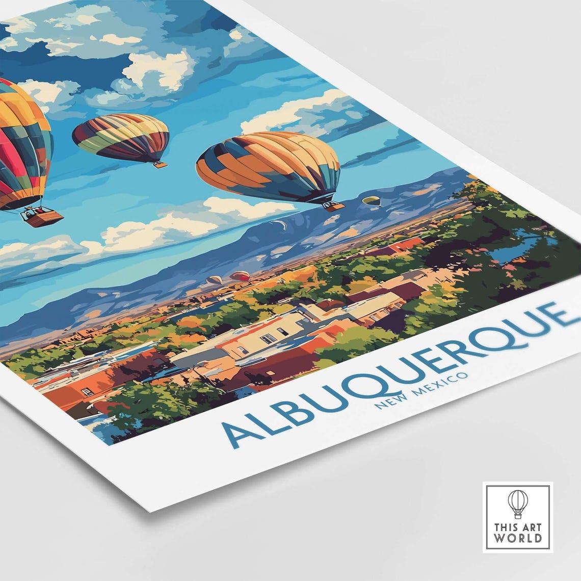 Albuquerque New Mexico Hot Air Balloons City Day View Travel Poster - Image 4