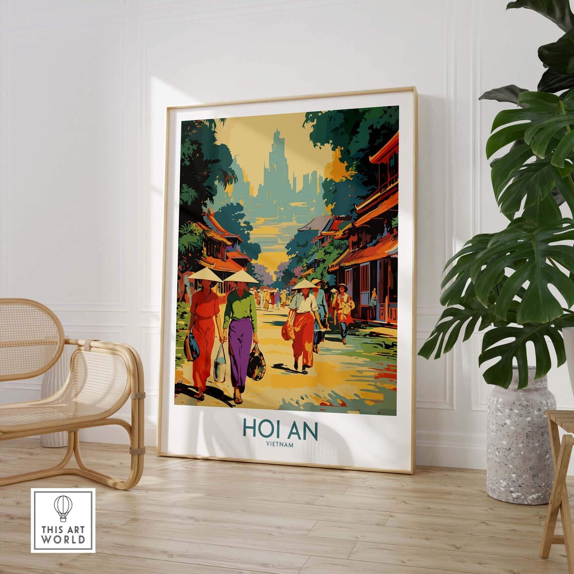 Hoi An Vietnam Lantern Lit Old Town Market Street Travel Poster - Image 2