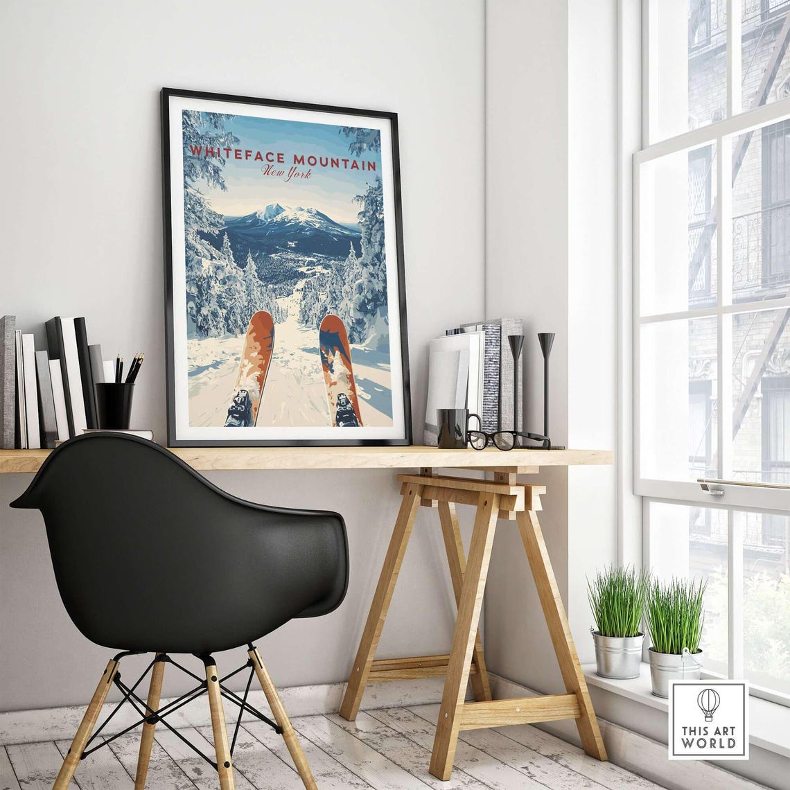 Whiteface Ski Art Print, Ski Lodge Wall Decor - Image 4