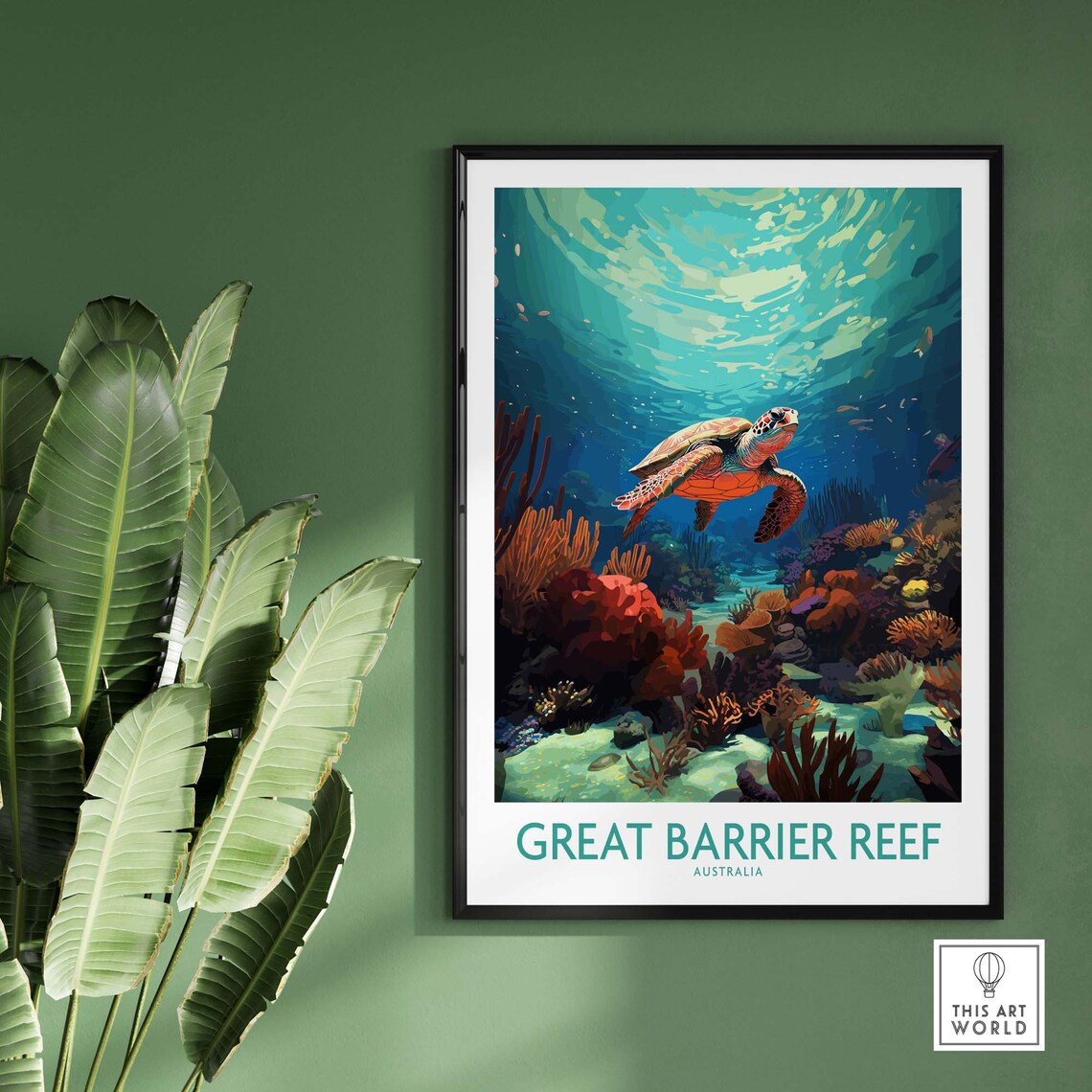 Great Barrier Reef Wall Art With Turtle Travel Poster Art Home Dcor Artwork Birthday Present Wedding Anniversary Gift - Image 3