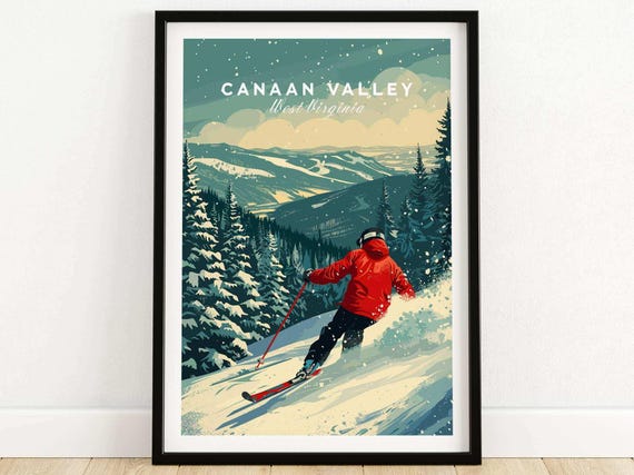 Canaan Valley Ski Poster Wall Art Resort Winter Sports Artwork Adventure Home Decor Gift Lovers Print