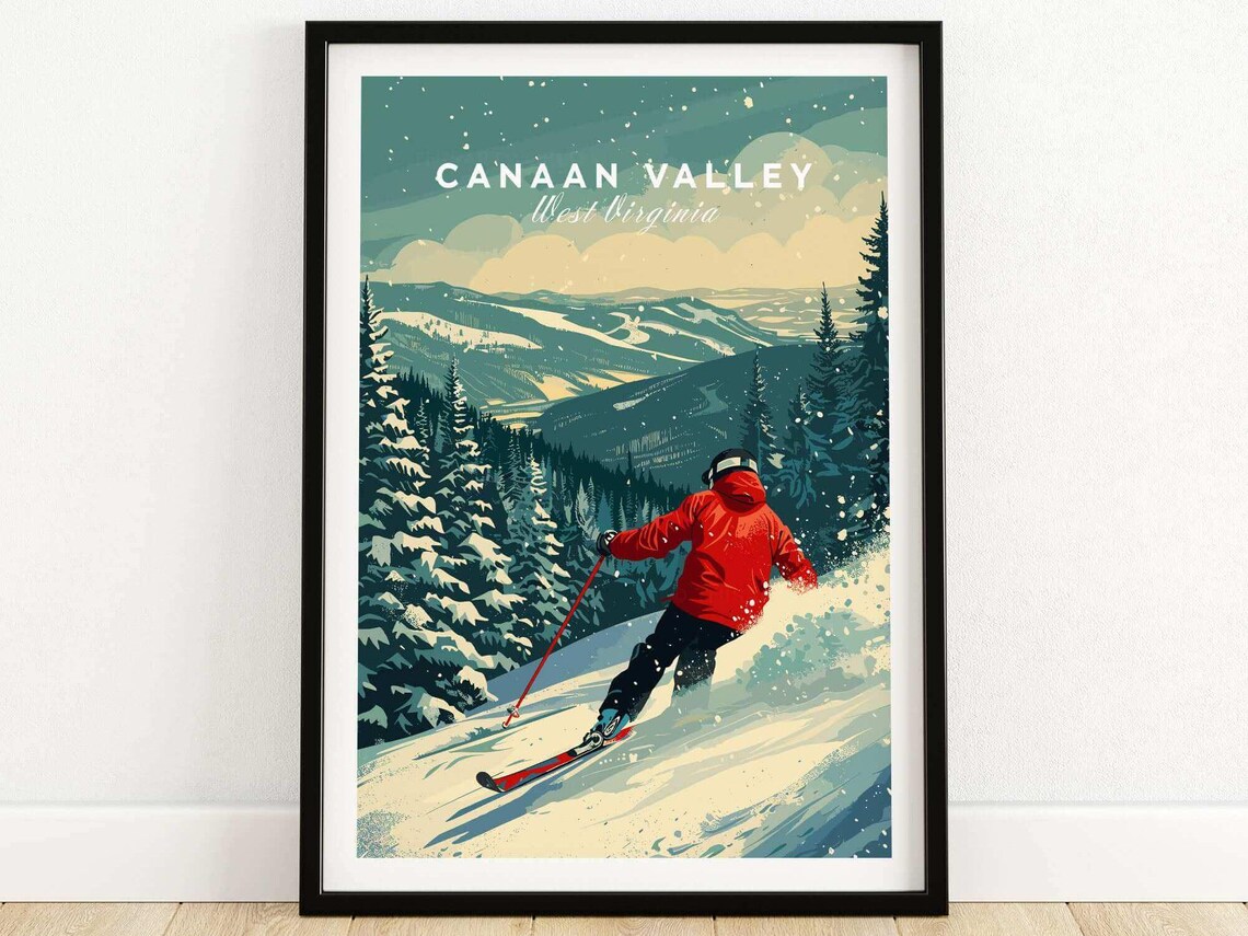 Canaan Valley West Virginia Powder Ski Vintage Travel Poster