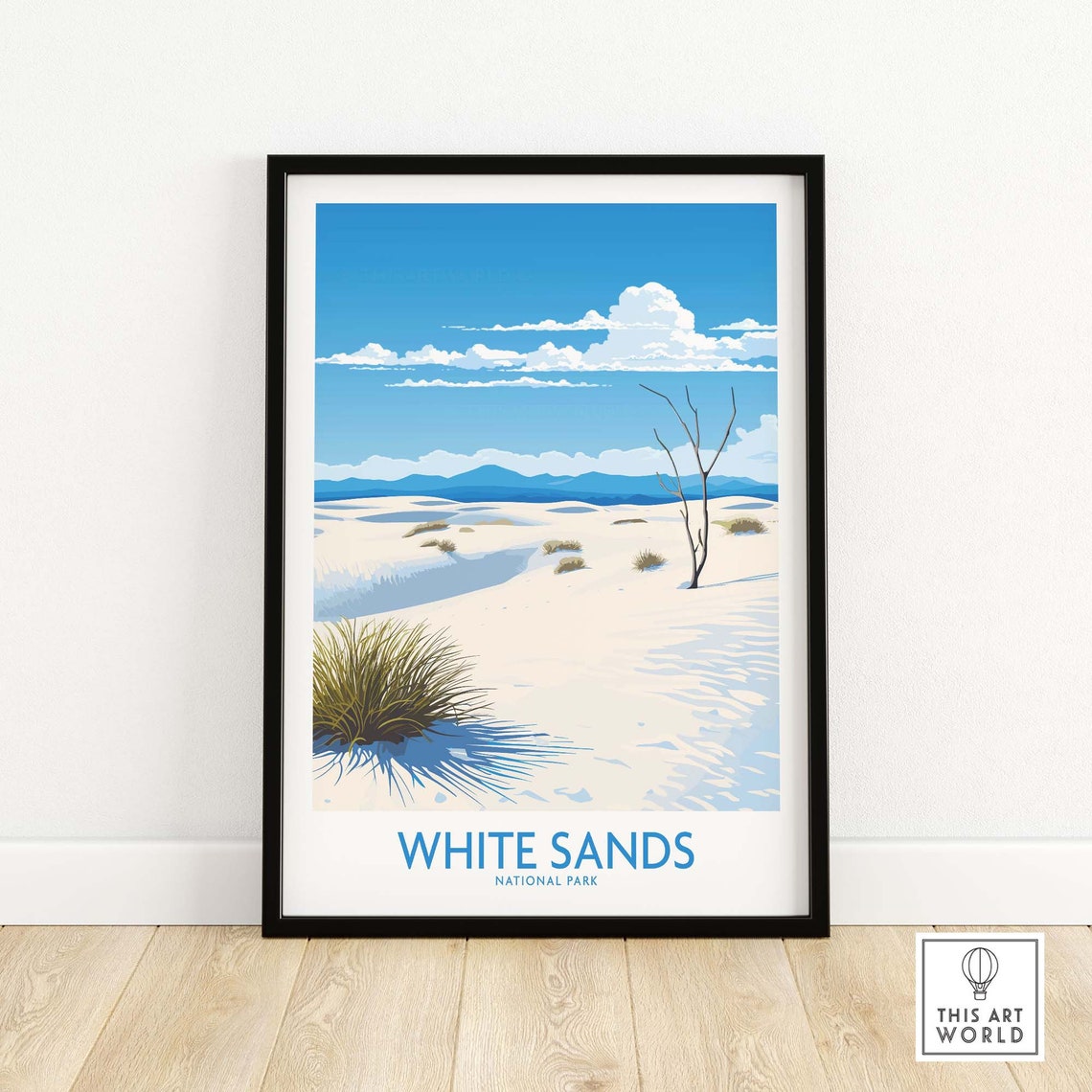 White Sands National Park White Dunes Blue Sky Desert Art Poster