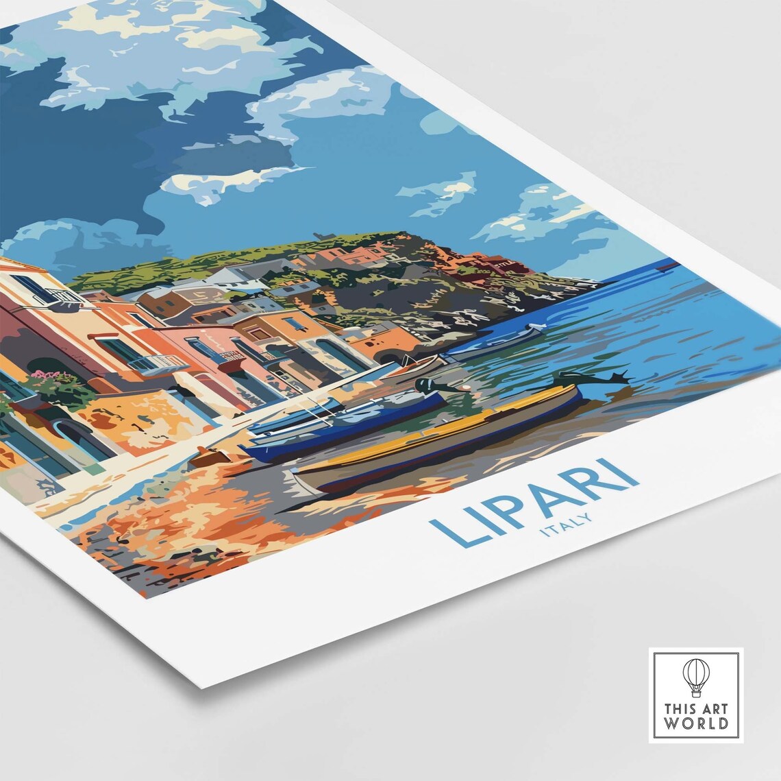 Lipari Italy Harbor Boats Aeolian Islands Coastal Scene Poster - Image 4