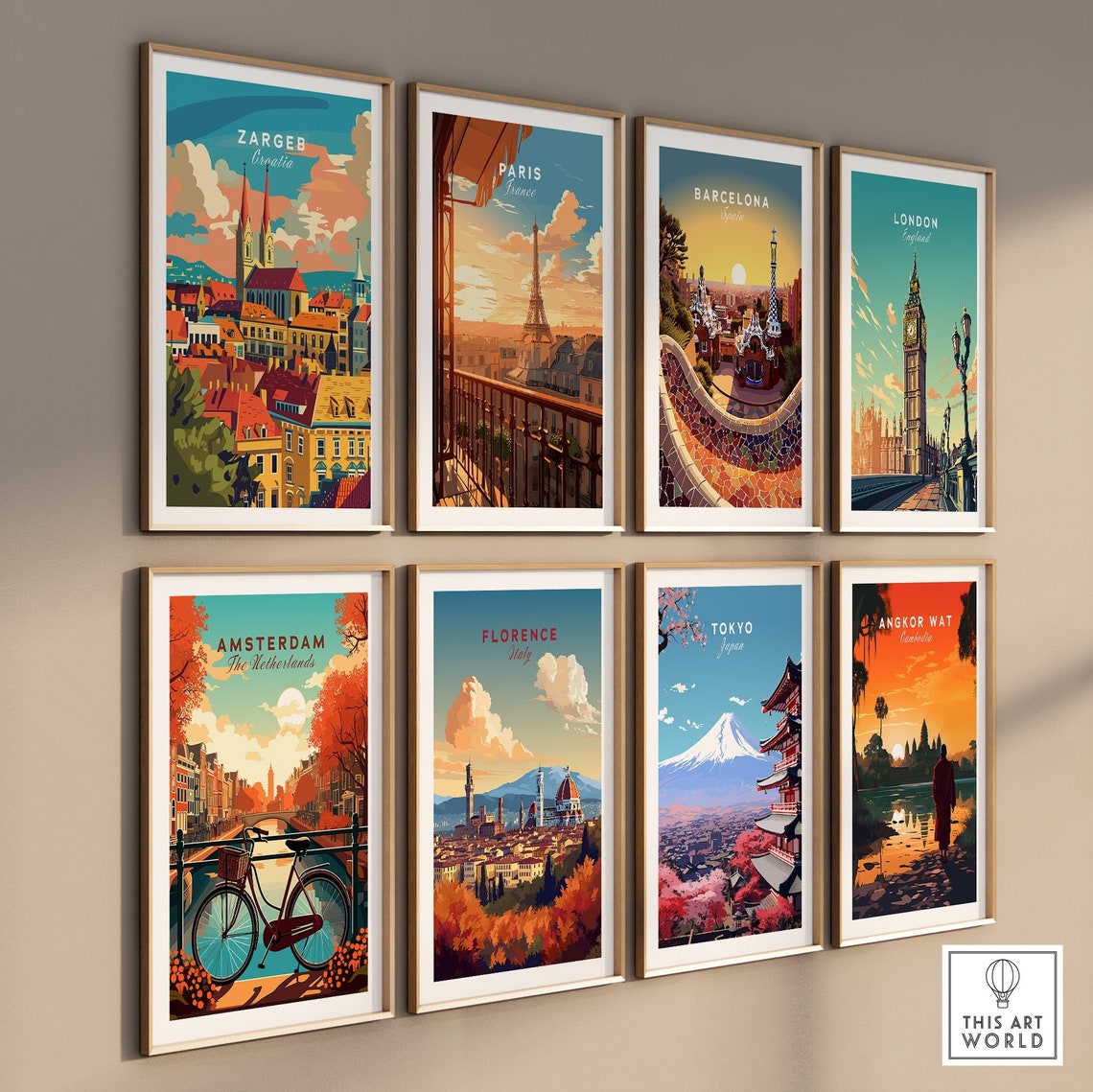 Zagreb Croatia Cathedral Skyline Old Town Rooftops Retro Poster - Image 3