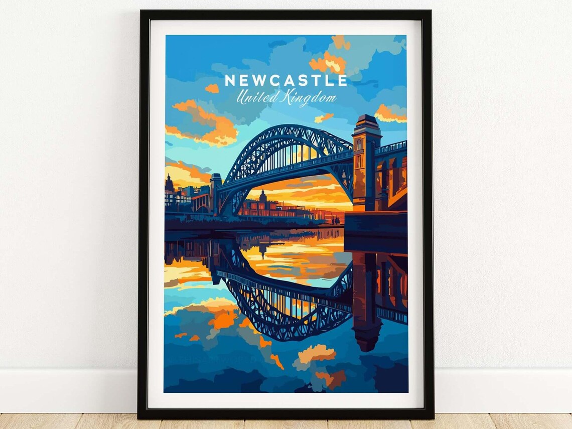 Newcastle Travel Poster Print, City Wall Art