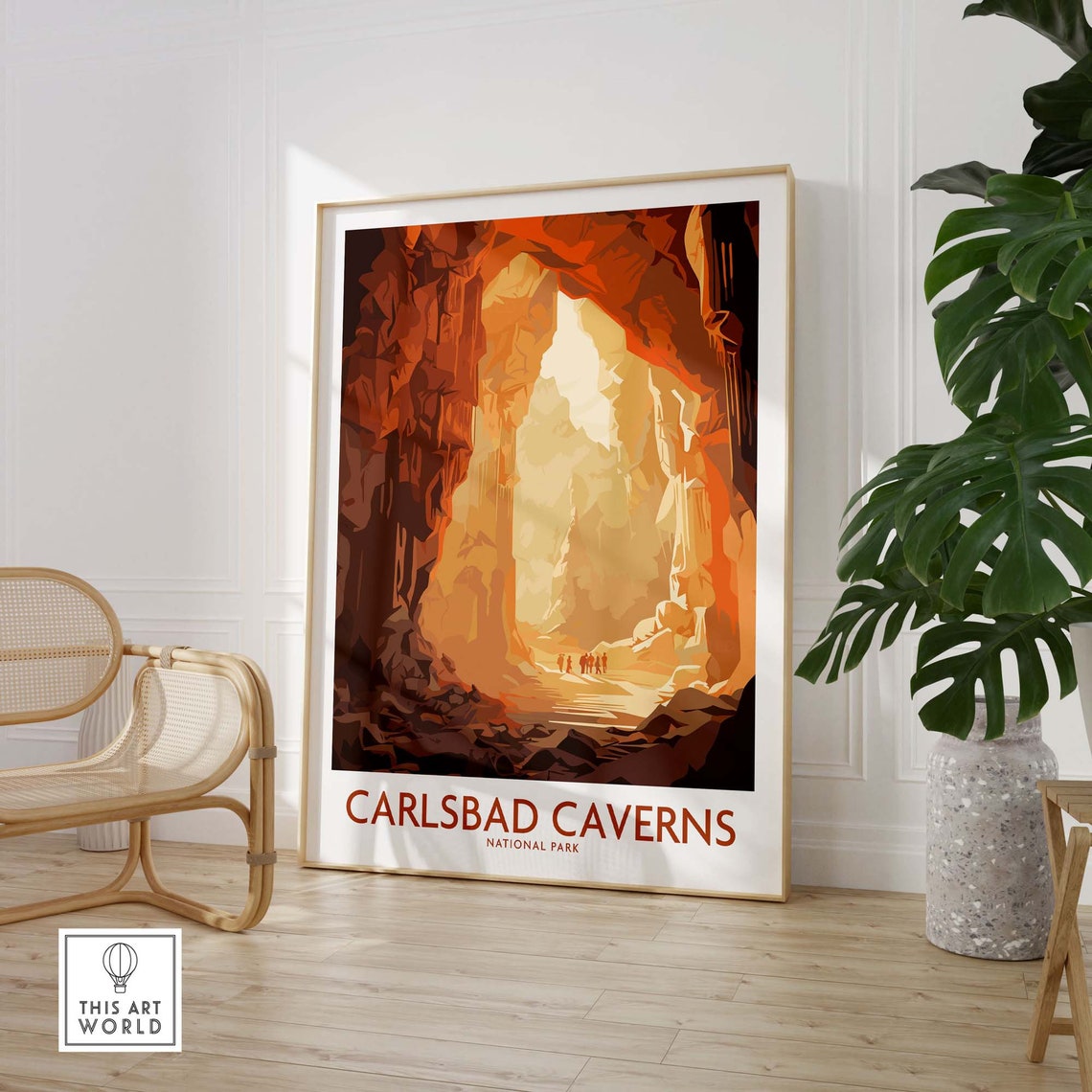 Carlsbad Caverns National Park Glowing Cave Interior Travel Poster - Image 3