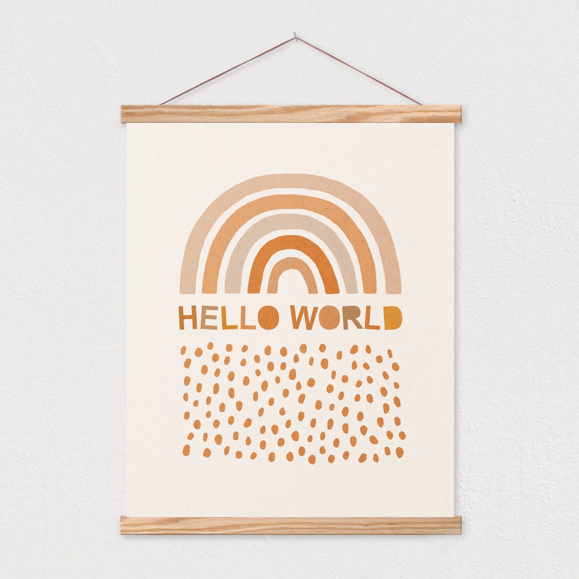Hello World Rainbow Boho Earth Tones Baby Nursery Quote Poster - Image 2