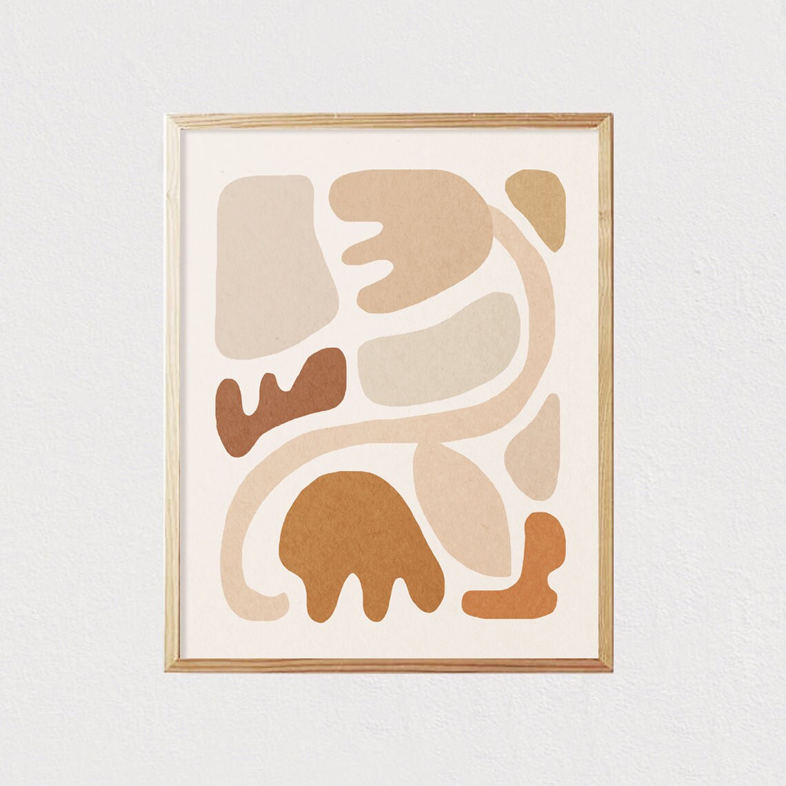 Abstract Organic Plant Shapes Terracotta Mid Century Modern Art Poster