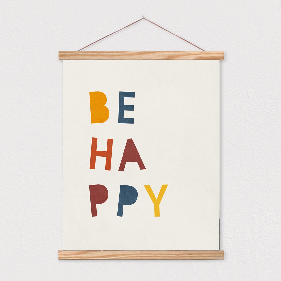 Be Happy Colorful Block Letter Quote Playful Kids Wall Poster - Image 2