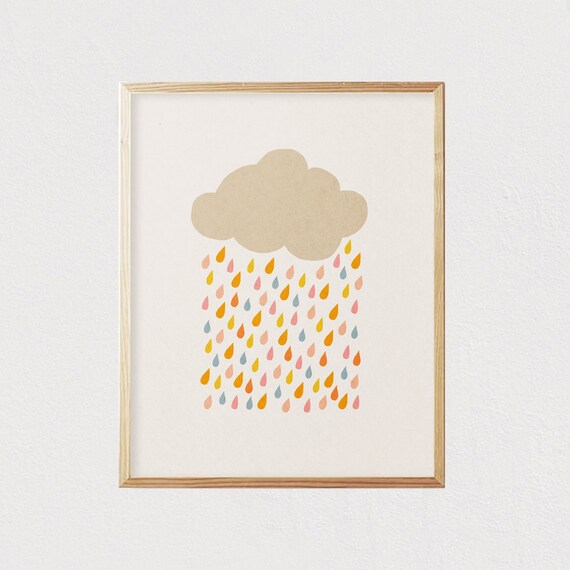 Cloud Drops Mid-Century Modern Wall Art Print