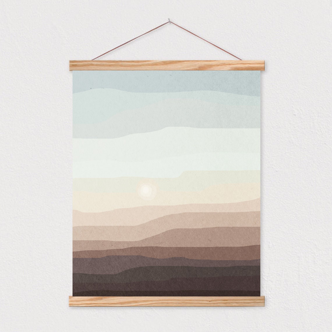 Minimalist Layered Ocean Waves At A Sunset Beach Artwork Poster - Image 2