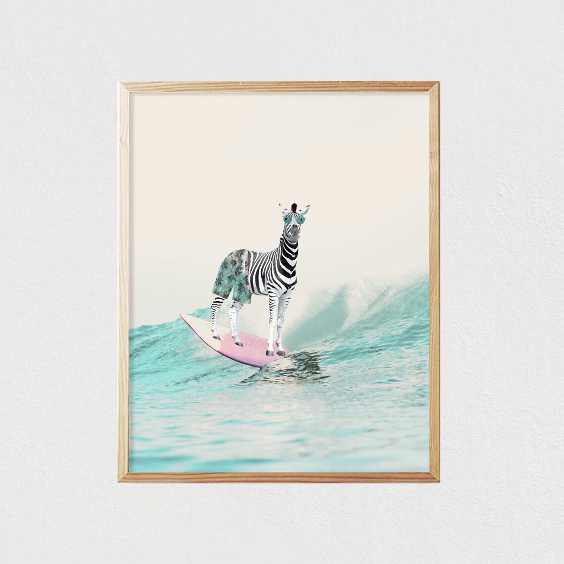Surfing Zebra Funny Tropical Beach Wave Animal Kids Room Poster - Image 2