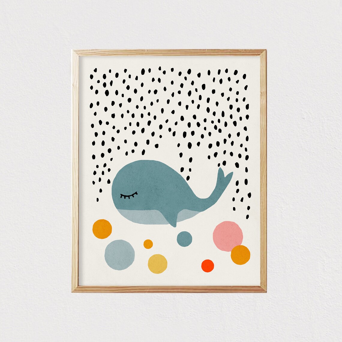 Whale Print, Mid Century Modern Kids Art