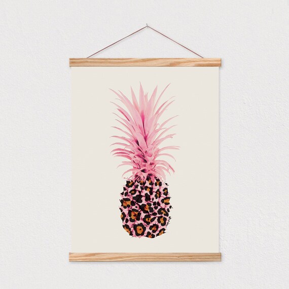 Leopard Pineapple with Pink Crown Playful Tropical Art Poster