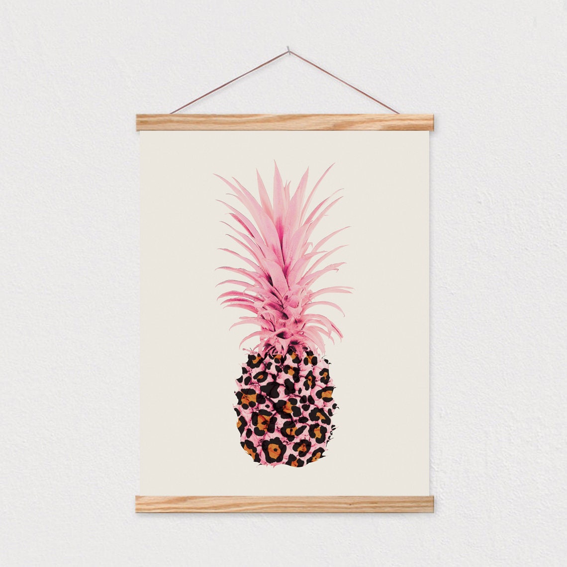 Leopard Pineapple with Pink Crown Playful Tropical Art Poster