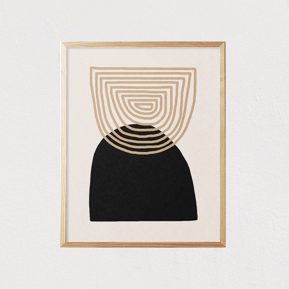 Abstract Rainbow Arches Art Shapes Neutral Line Art Print Mid Century Modern Wall Art Minimalist Geometric Art 16x20