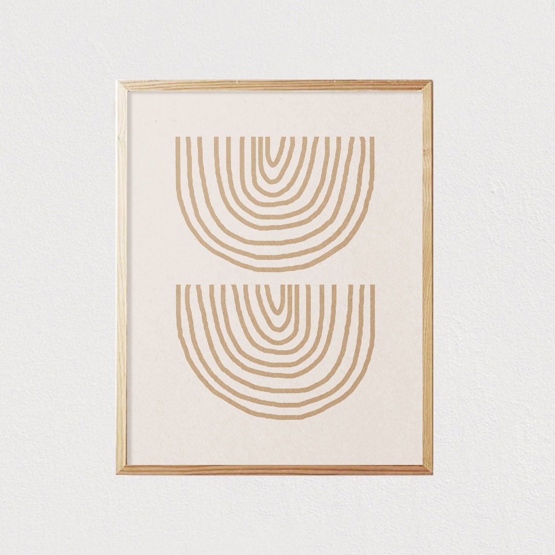 Double Tan Arch Lines Mirrored Rainbow Mid Century Wall Poster