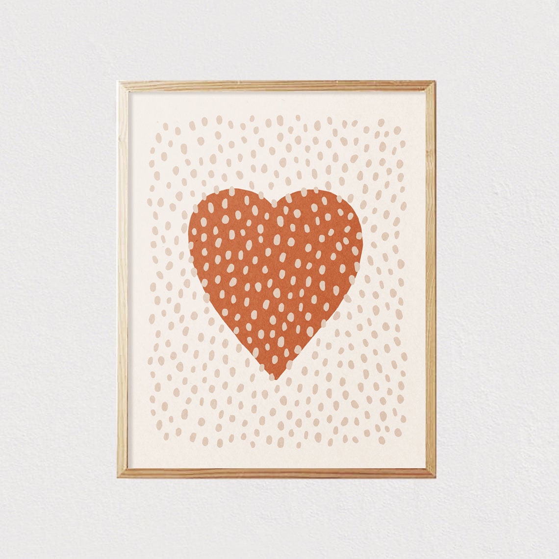 Terracotta Heart Dotted Pattern Boho Earth Tones Nursery Poster