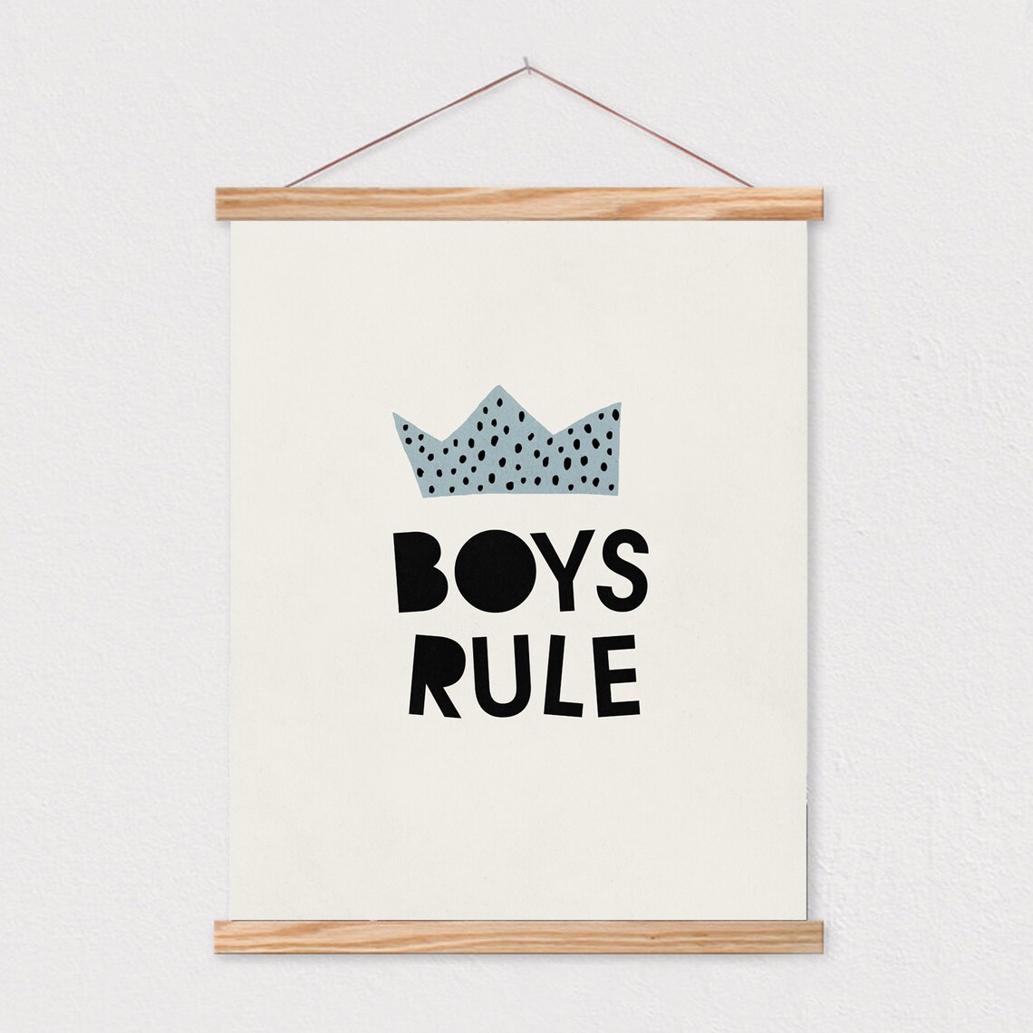 Boys Rule Crown Fun Kids Quote Black White Nursery Decor Poster - Image 2