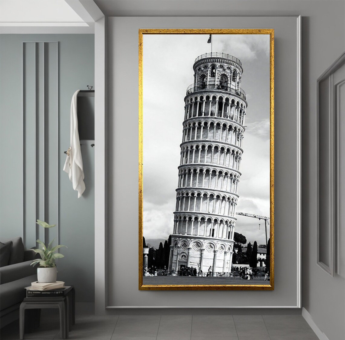 Pisa Italy Leaning Tower Black And White Photography Travel Poster - Image 2