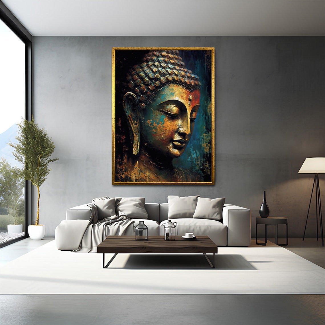 Gold Buddha Woman Painting Meditation Art Meditation Wall Art Buddha Art Yoga Wall Art Print Painting