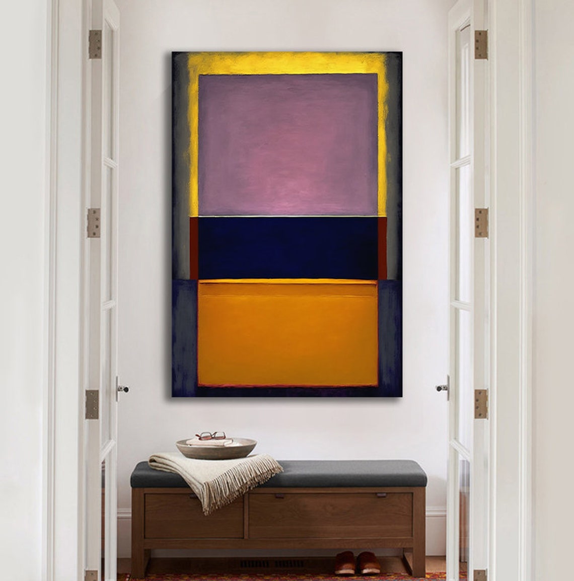 Rothko Style Lavender Navy Orange Color Field Bold Abstract Art Print - Image 2