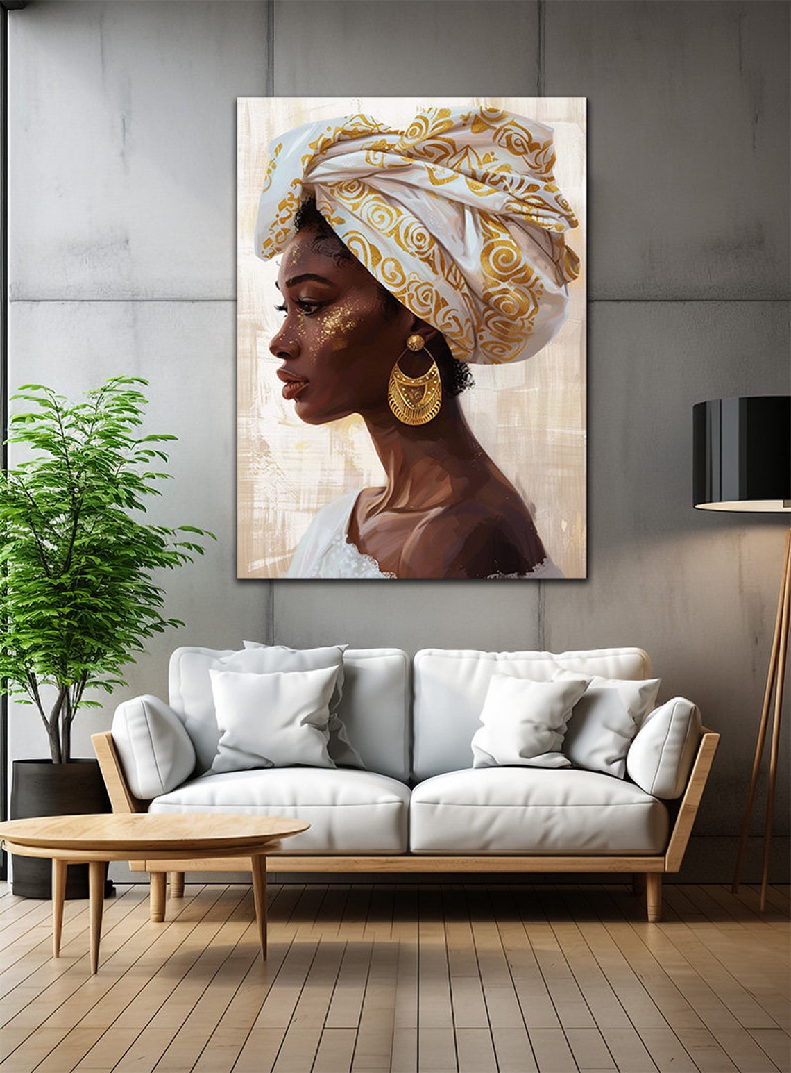 African Woman Portrait Colorful Face Abstract Art Woman Portrait Painting On Framed Woman Art - Image 3