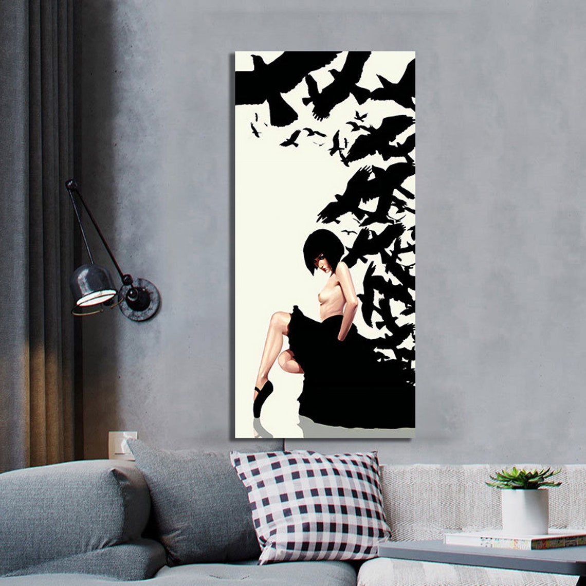 Women And Birds Abstract Painting Sexy Women Art Pop Art Women Print Abstract Women Painting - Image 2
