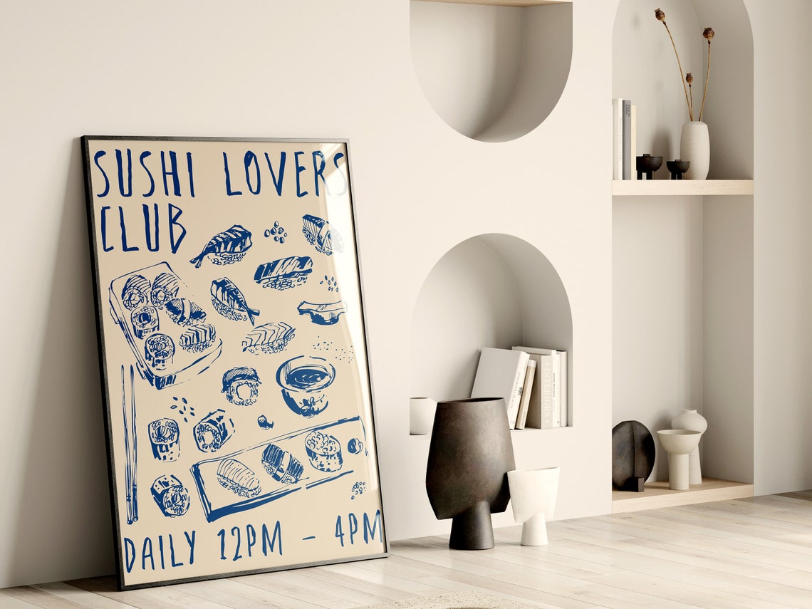Sushi Lover Premium Print Art Japanese Food Artwork Asian Food Poster Sushi Wall Decor Foodie Japan Art Sashimi Seafood Art For Kitchen - Image 2