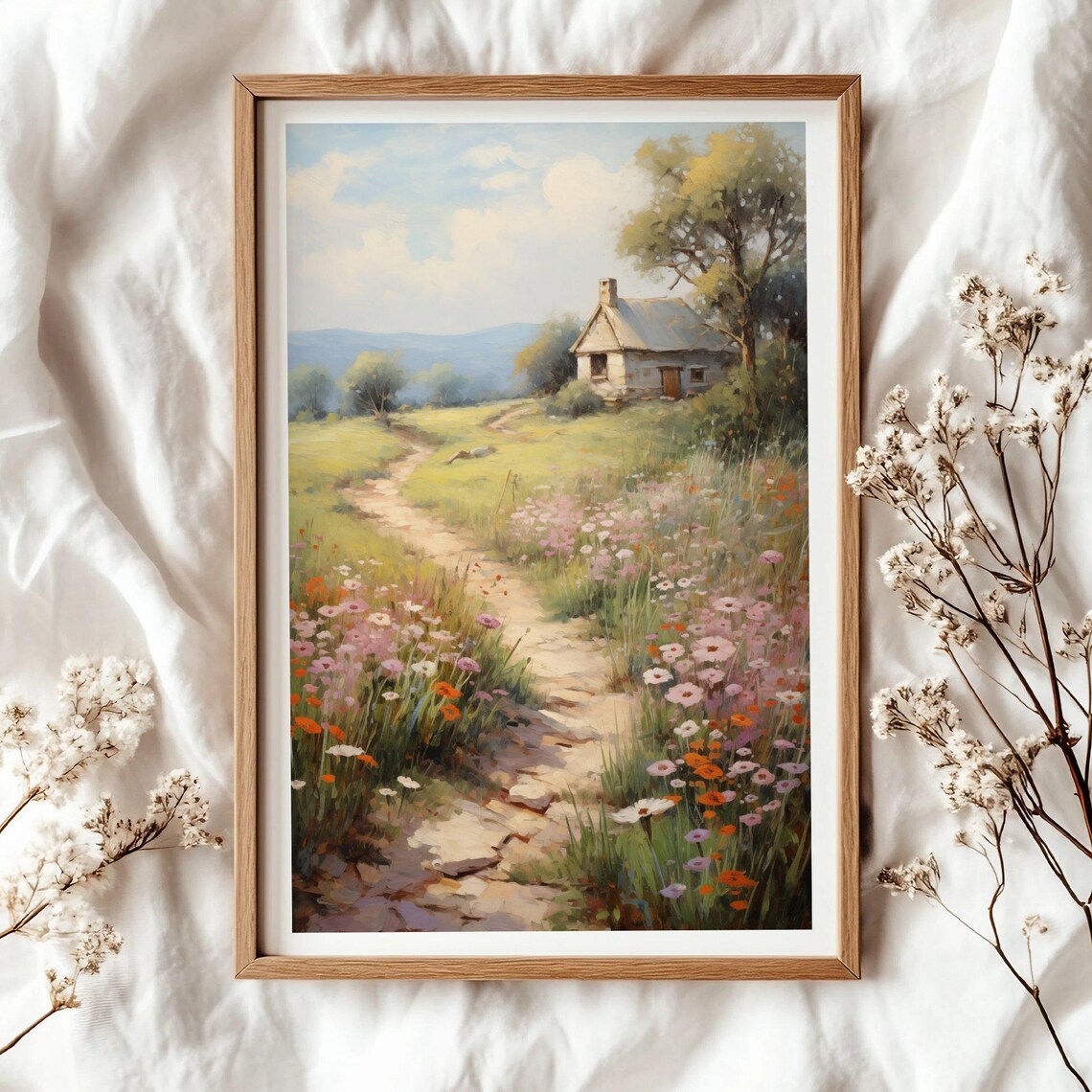 Spring Landscape Painting, Cottagecore Farmhouse Decor - Image 4