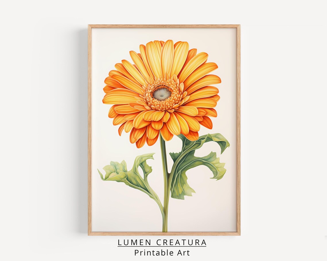 Orange Flower Botanical Vintage Wall Art