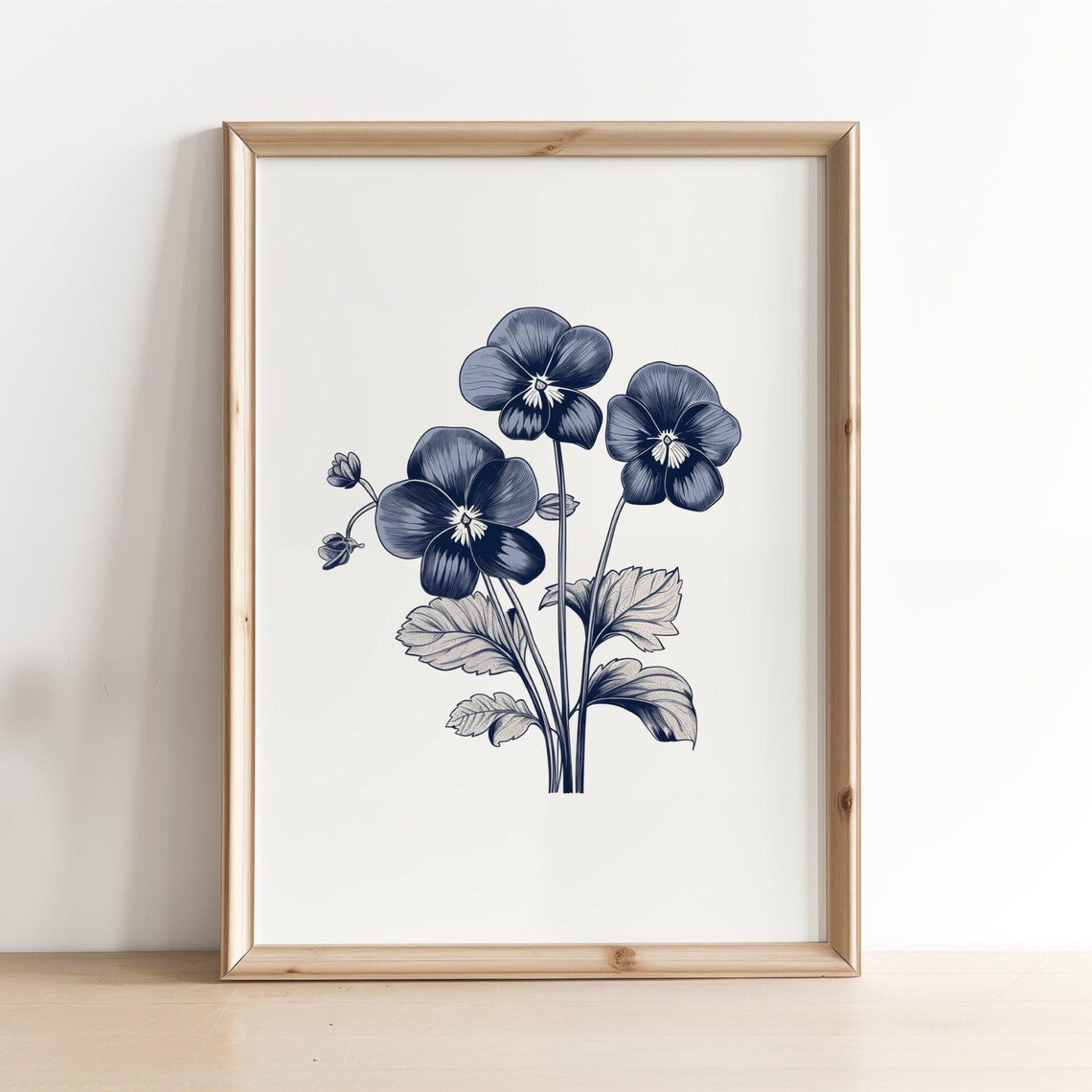 Vintage Flower Wall Art, Blue Floral Art Print - Image 4
