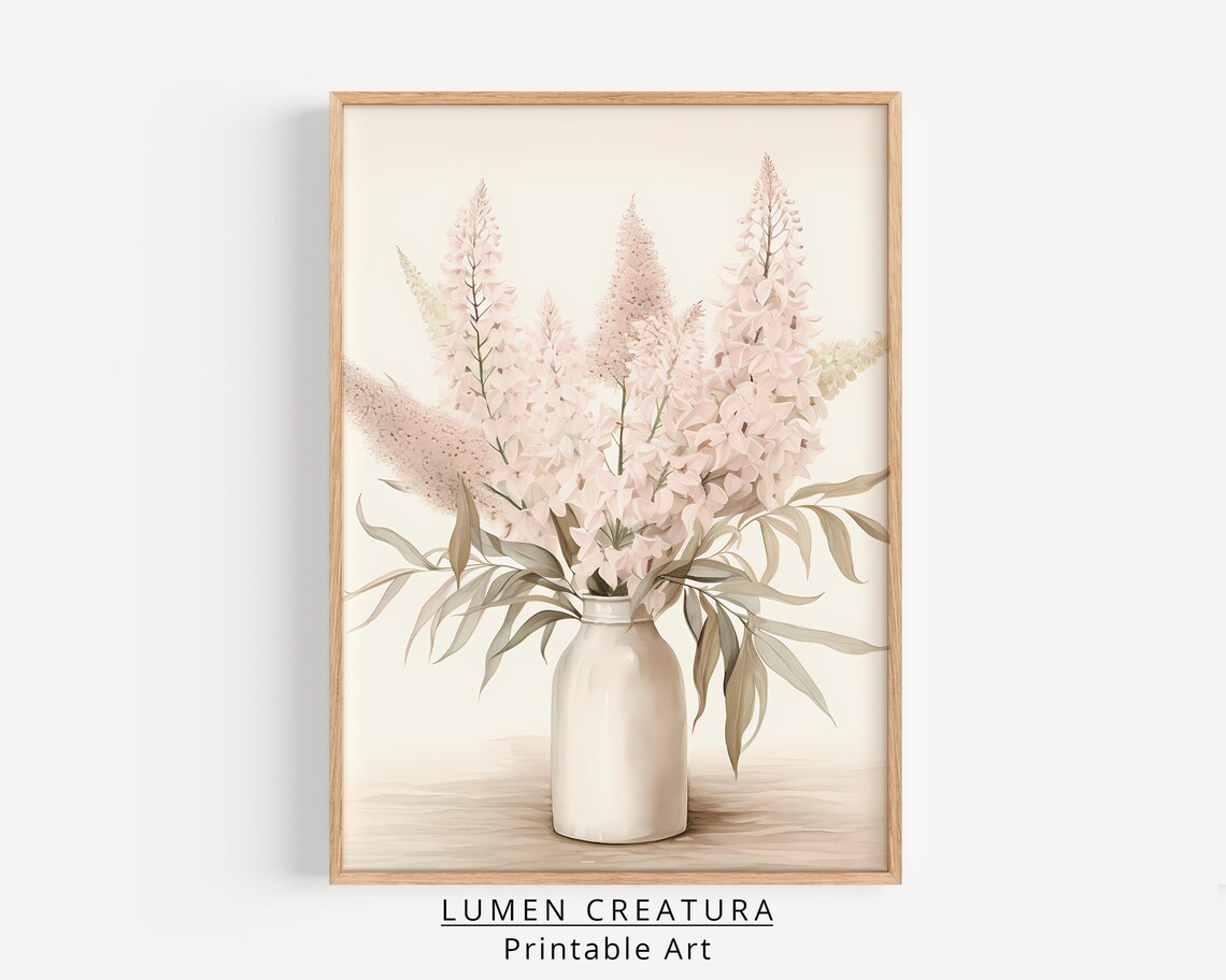 Vintage Botanical Flower Poster Print, Muted Floral Blossom
