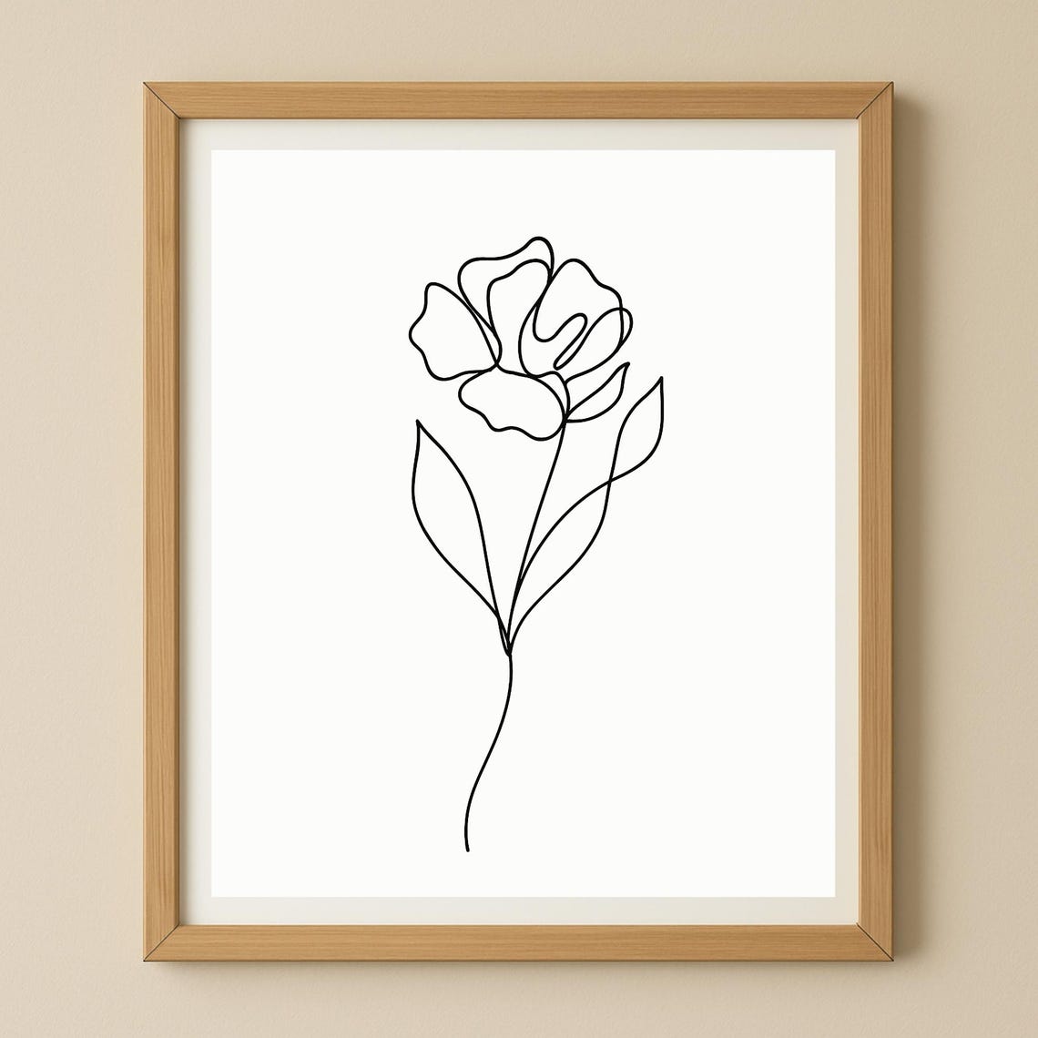 Minimalist One Line Flower Drawing Botanical Line Art Wall Print