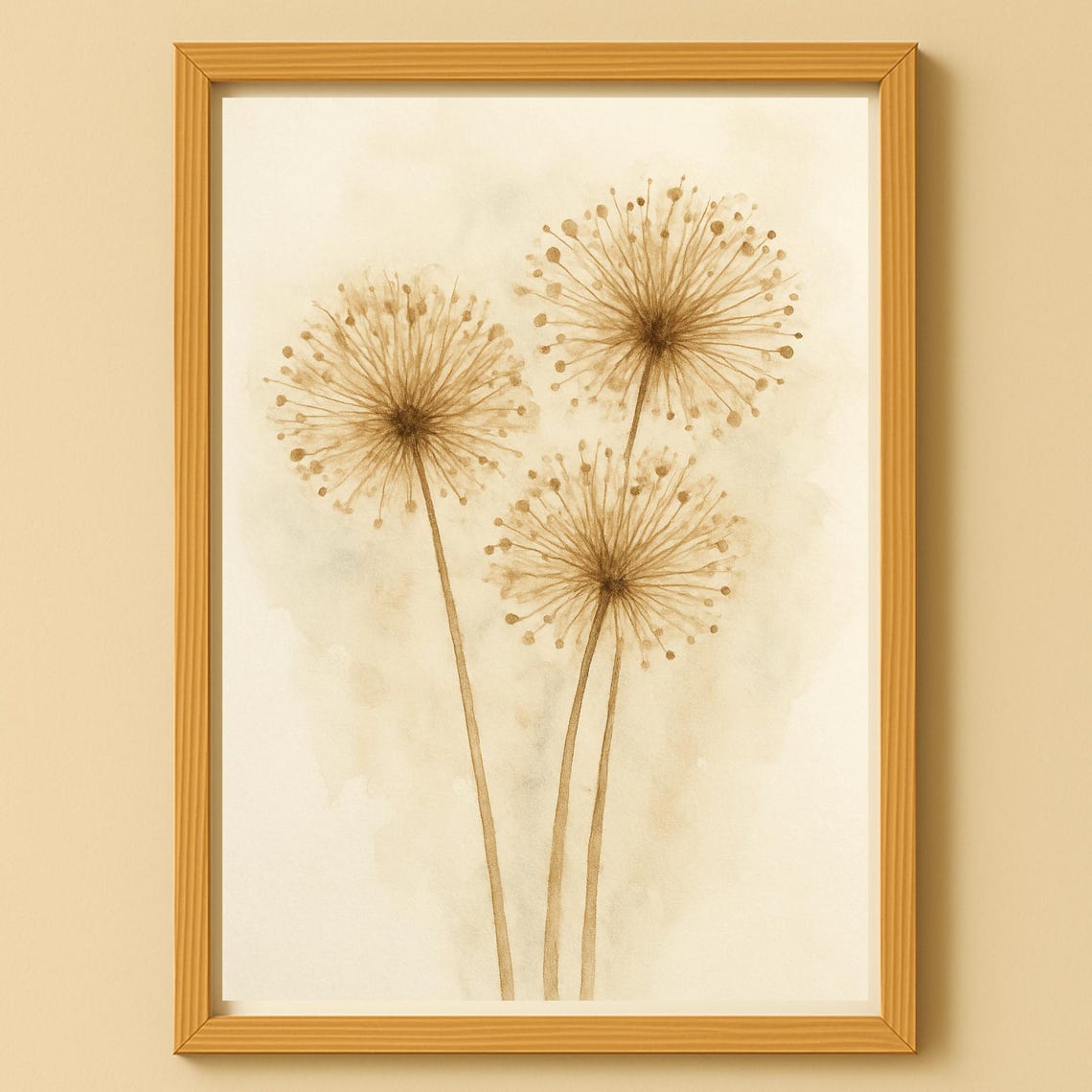 Dried Allium Seed Heads Brown Watercolor Botanical Wall Poster
