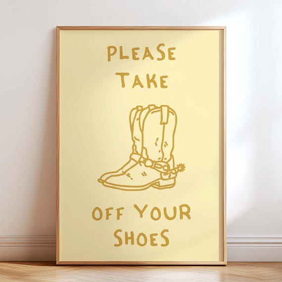 Remove Shoes Print Western Entryway Sign Cowboy Boots Art Polite Porch Decor Mudroom Poster Rustic Farmhouse Country Home