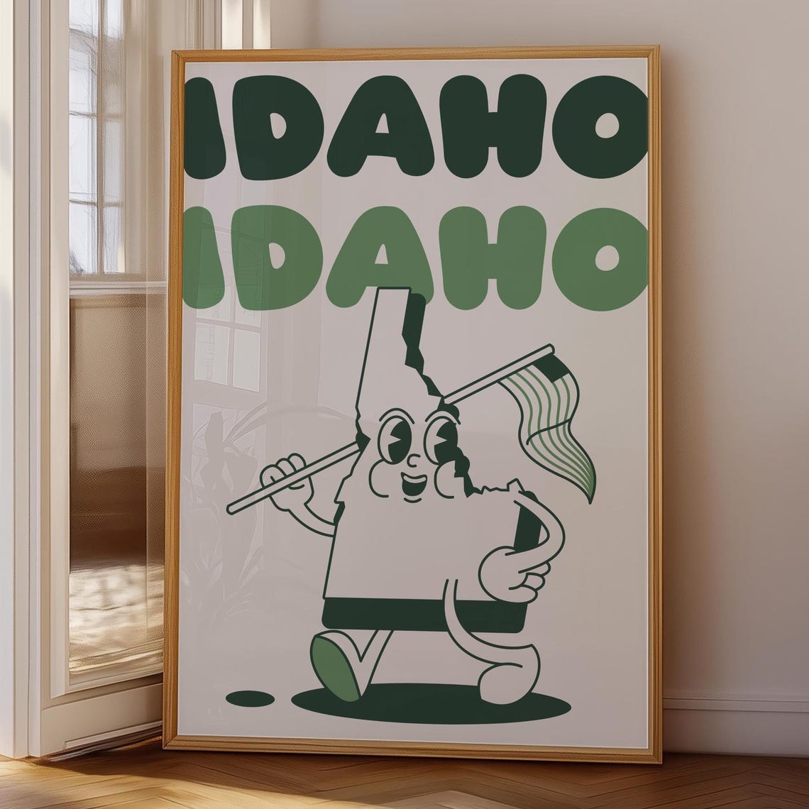 Idaho Groovy Retro State Mascot Character Funky 70s Wall Poster