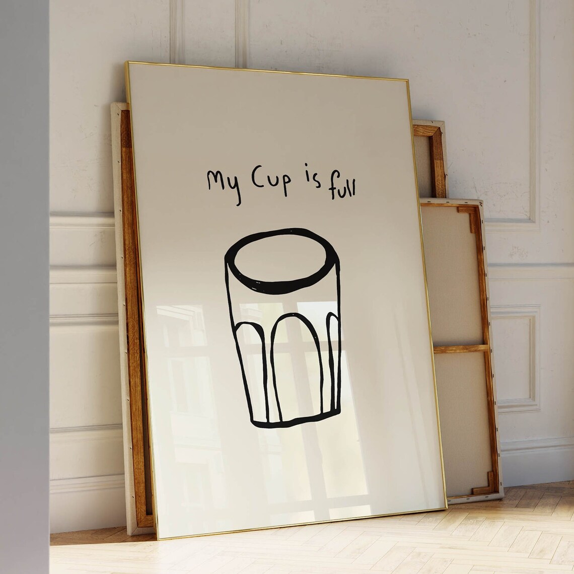 My Cup Is Full Hand Drawn Glass Minimalist Kitchen Quote Poster - Image 3