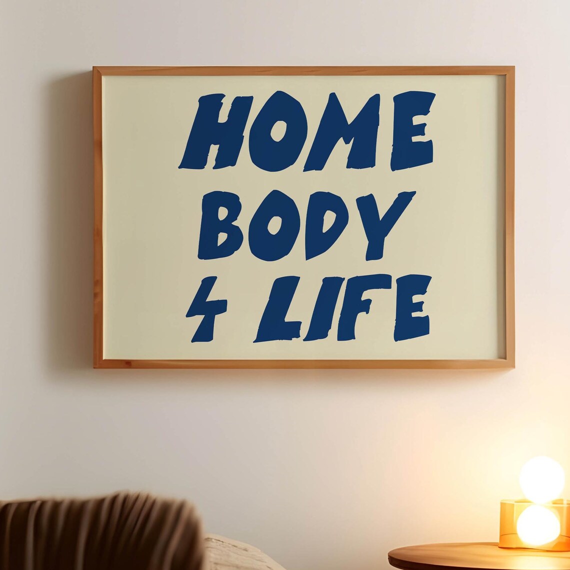 Home Body 4 Life Bold Navy Blue Retro Introvert Lettering Quote Poster