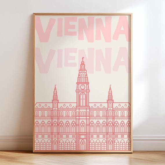 Vienna Vintage Europe Travel Poster, Retro Dorm Decor