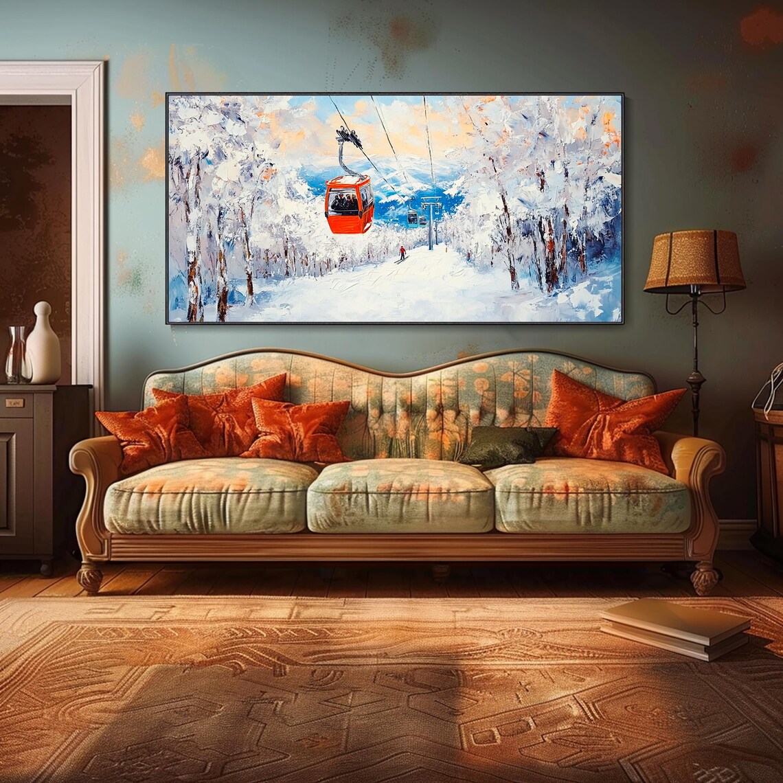 Ski Snowscape Pine Forest Mountain 3D Texture Art Print - Image 3