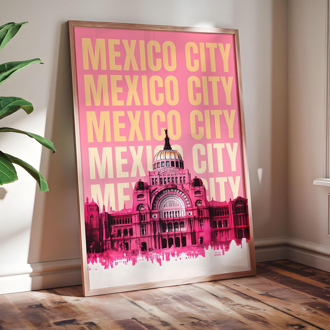 Mexico City Pink Travel Palacio de Bellas Artes Iconic Art Print