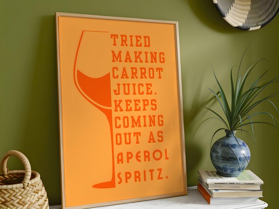 Aperol Spritz Art Print, Italian Cocktail Home Bar