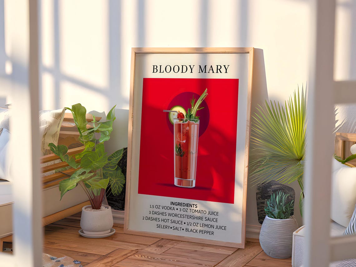 Vintage Bloody Mary Poster, Home Bar Decor - Image 3